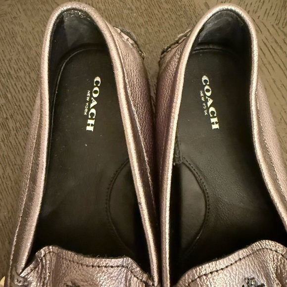 COACH AMBER METALLIC TUMBLED LOAFERS, UPPER LEATHER, SIZE 8.5 M - Picture 3 of 9